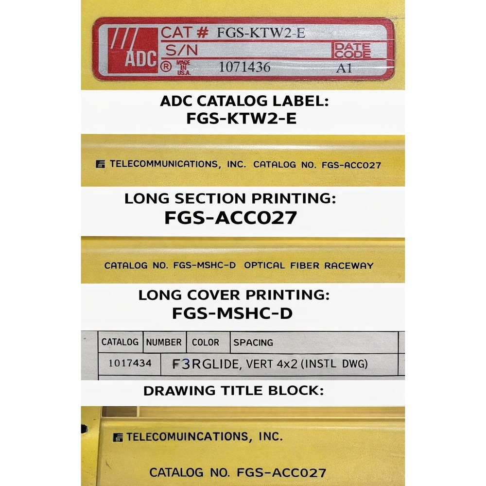ADC FiberGuide Vertical Duct Kit 4x2 Yellow FGS-KTW2-E Fiber Management